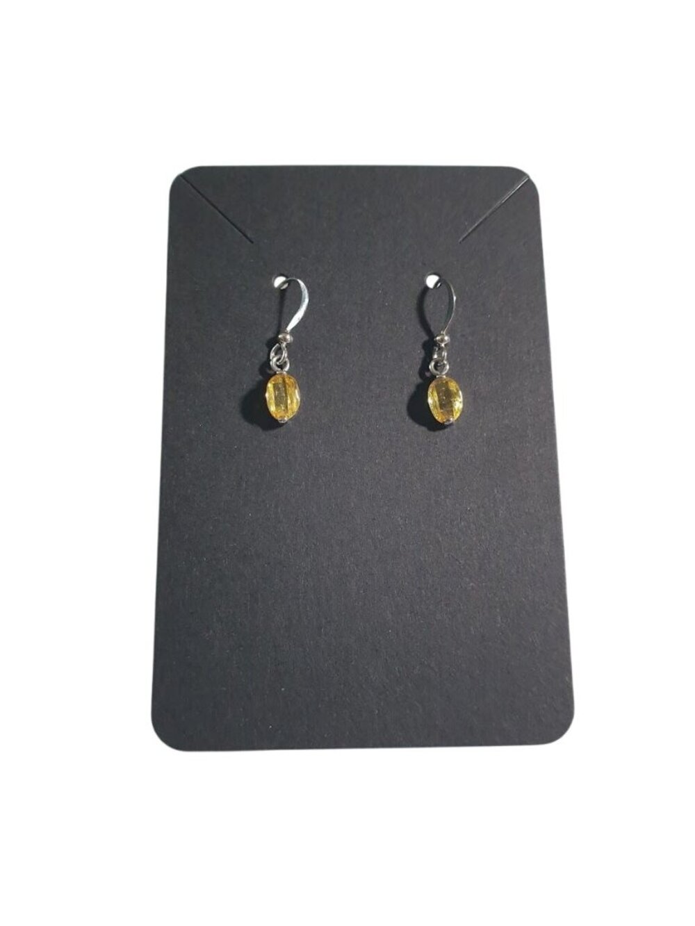 Yellow Glass Crystal Bead Dangle Earrings Hook Lightweight Jewelry Handmade Gift